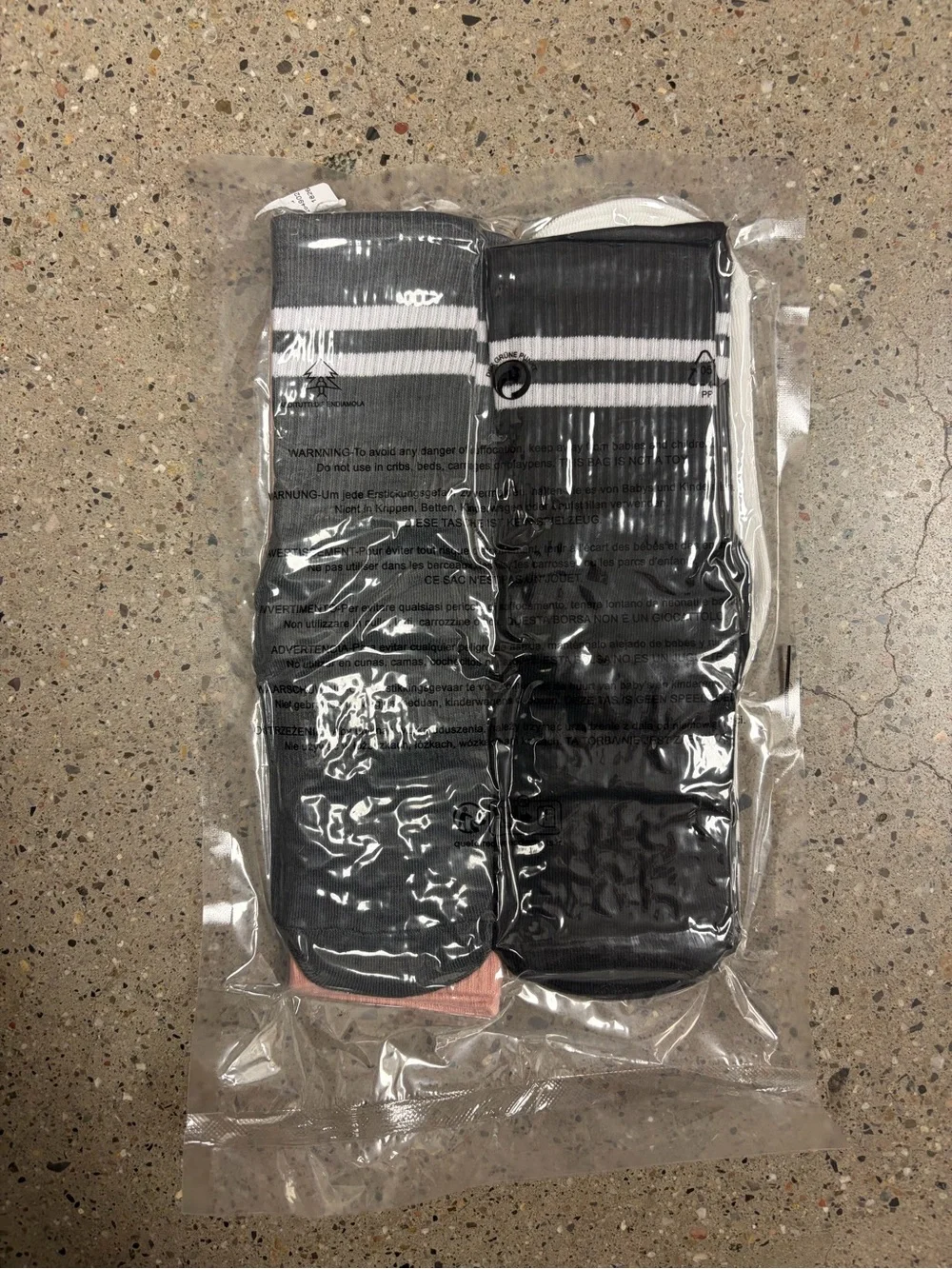 4 Pack Men's Crew Socks in White, Pink, black, and grey